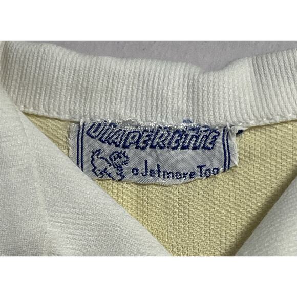 Vtg Baby Clothes Yellow Romper A Jetmore Embroidered Stick Horse Diaperette 3-6 - Picture 2 of 7